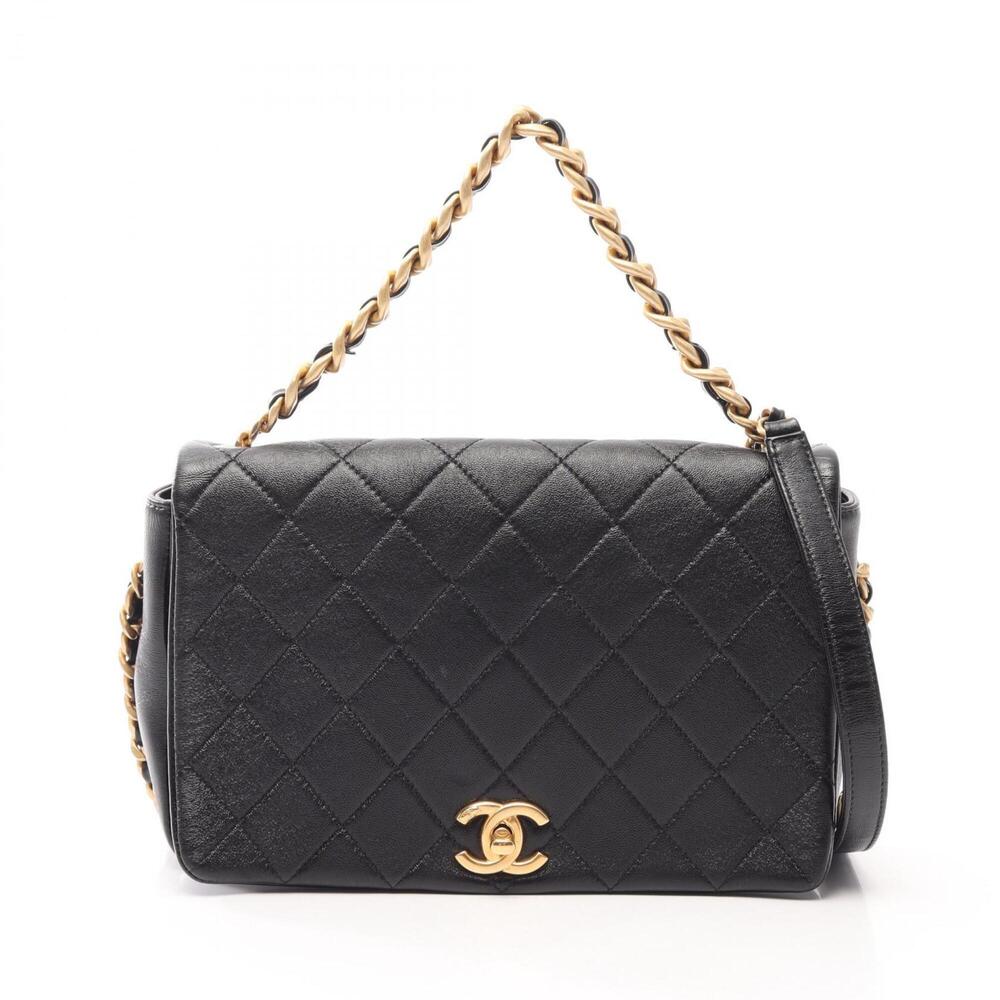Chanel Matelassé 2-Way Shoulder Bag/Handbag, Leather, Women's, Black